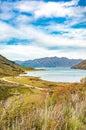 Famous Lake Hawea in Wanaka, New Zealand, south island Royalty Free Stock Photo