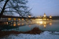 The famous Lake Heviz at night at winter