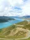 Winding road along Yamdrok Lake