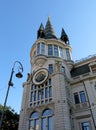 Famous Landmark The Astronomical Clock Building with Lamp Post in Batumi, Georgia Royalty Free Stock Photo