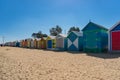 Famous landmark of colorful beach houses at Brighton beach in Me Royalty Free Stock Photo