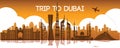 Famous landmark of dubai,travel destination,silhouette design,wh