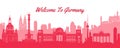famous landmark of Germany,travel destination with silhouette classic design