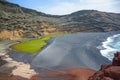 Famous landmark of Lanzarote, green lake Charco de los Clicos