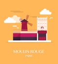 Famous landmark Moulin Rouge Paris France. Royalty Free Stock Photo