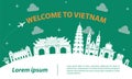 Famous landmark of vietnam,travel destination,silhouette design