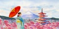 Famous landmarks of Japan in spring Royalty Free Stock Photo