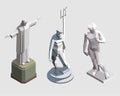 Set of vector isometric statues.