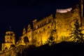 Old heidelberg castle on hilltop at night Royalty Free Stock Photo