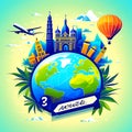 famous landmarks or travel-related elements illustration. for website or commercial use