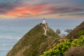 Famous landscape and lighthouse at Nugget Point, New Zealand Royalty Free Stock Photo
