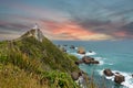 Famous landscape and lighthouse at Nugget Point, New Zealand Royalty Free Stock Photo