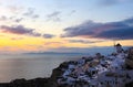 The famous of landscape view point as Sunset sky scene at Oia town on Santorini island Royalty Free Stock Photo