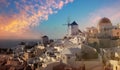 The famous of landscape view point as Sunset sky scene at Oia town on Santorini island Royalty Free Stock Photo