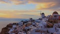 The landscape view point as Sunset sky scene at Oia town on Santorini island, Greece Royalty Free Stock Photo