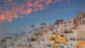 The landscape view point as Sunset sky scene at Oia town on Santorini island, Greece Royalty Free Stock Photo