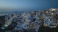 The famous of landscape view point in the night scene at Oia town on Santorini island, Royalty Free Stock Photo