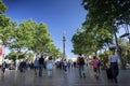 famous las ramblas pedestrian avenue landmark in downtown barcelona spain