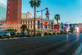 Famous Las Vegas hotels, beautiful street panorama. Las Vegas, USA -