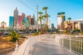 Famous Las Vegas hotels, beautiful street panorama. Las Vegas, USA -