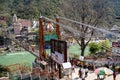 Famous Laxman Jhula pedestrian suspension bridge going across the Ganges River in Rishikesh, Royalty Free Stock Photo