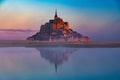 the famous Le Mont Saint-Michel tidal island , Normandy, France Royalty Free Stock Photo