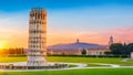 The famous Leaning Tower beautiful sunset in Pisa, Italy. Royalty Free Stock Photo