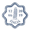 Leaning Tower of Pisa on Grunge Postal Stamp