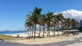 Famous Leme and Copacabana beach with coconut trees in Rio de Janeiro Brazil Royalty Free Stock Photo