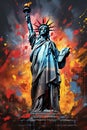 famous liberty statue painting, AI generated Royalty Free Stock Photo