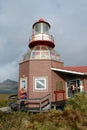 Famous lighthouse at Cape Horn - the southernmost point of the archipelago of Tierra del Fuego, washed by the waters of the Drake Royalty Free Stock Photo