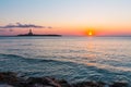 View on the lighthouse of Vieste at sunset, Italy, Apulia Royalty Free Stock Photo