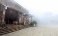 Famous lingjiuyansi temple in smog, srgb image