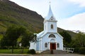 The famous little Blue church of Seydisfjordur is a lansmark of the little town. Island