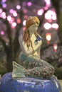 Famous Little Mermaid inspired by Hans Christian Andersen`s book under the cherry blossoms of Asukayama Park in the night of Kita Royalty Free Stock Photo