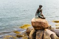 Famous little mermaid statueDen lille Havfrue of Copenhagen, Denmark. Royalty Free Stock Photo