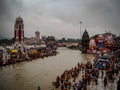 Famous location of Hindu religion in Haridwar India. Hindu temples near bank of ganga river