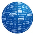 Famous logo collection in globe