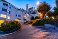 Famous Lombard Street in San Francisco at sunrise