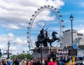 Famous London Eye and Boadicea statue