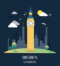 Famous London Landmark Bigben Illustration