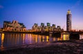 Famous London MI6 and Vauxhall Bridge at night England Royalty Free Stock Photo