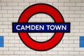 The famous London Underground sign at Camden Town Station Royalty Free Stock Photo