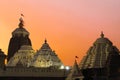 Famous Lord jagannath temple puri at night with colorful sky background Royalty Free Stock Photo