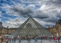 Famous Louvre Pyramid at the Louve at Paris Royalty Free Stock Photo