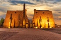 Famous Luxor Temple of Egypt, main entrance evening view Royalty Free Stock Photo