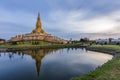 Famous Maha Mongkol Bua Pagoda in Roi-ed Thailand at sunset.