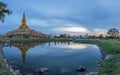 Famous Maha Mongkol Bua Pagoda in Roi-ed Thailand at sunset.