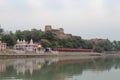 The famous and majestic Akhnoor Fort and Jia Pota Ghat as seen during boating from the Chenab river