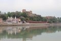 The famous and majestic Akhnoor Fort and Jia Pota Ghat as seen during boating from the Chenab river